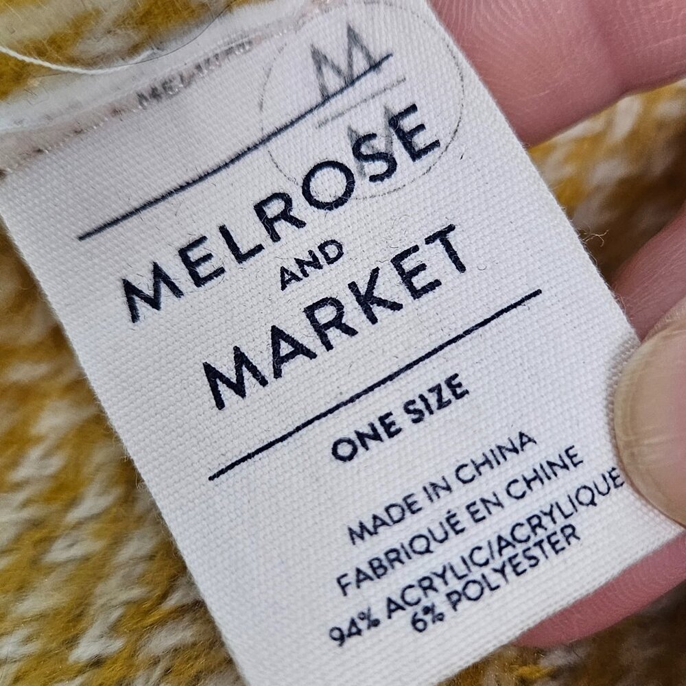 Melrose and Market Mustard Yellow Heather Knit Fringe Large Winter Scarf - Picture 5 of 6